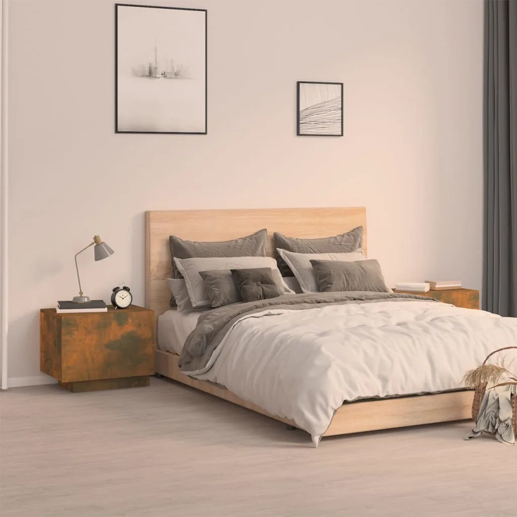 Comodino-Tavolino da notte Rovere Fumo 100x35x40 cm Legno Multistrato