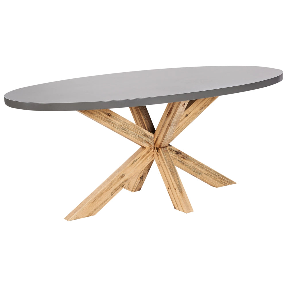 Set da pranzo da giardino con 6 sedie Grigio e Beige Legno chiaro Cemento Acacia 190 x 100 cm Mobili da giardino