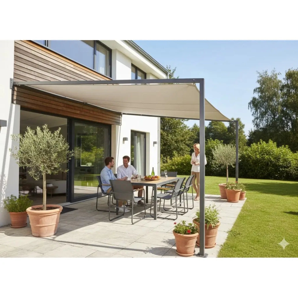 Salotto da giardino DARVIA 6 posti tavolo 150 cm alluminio antracite di alta qualità