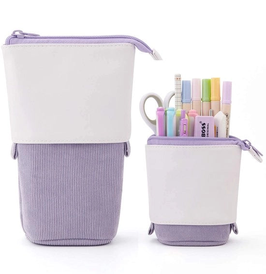 Etui 2-in-1 con cerniera, astuccio e tappo per penna, astuccio per ragazze, astuccio verticale, astuccio telescopico, tappo per penna per ragazze e studentesse