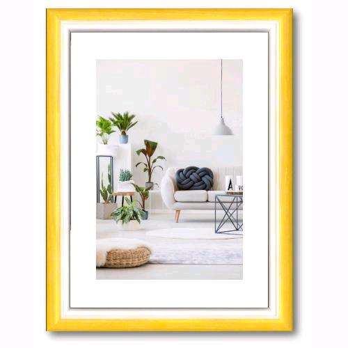 Cornice Foto Stampe RAINBOW legno di Pino Doppio Colore GIALLO/BIANCO 50x70 cm