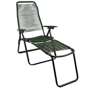 Marvin Sdraio Cordonata con Poggiapiedi Sedia a Sdraio da Giardino Filo in Pvc Pieghevole Metallo Poltrona R Verde scuro