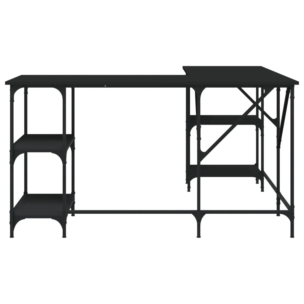 Scrivania tavolo postazione di lavoro mobile per computer studio 139 x 139 x 75 cm legno ingegnerizzato nero 02_0023902