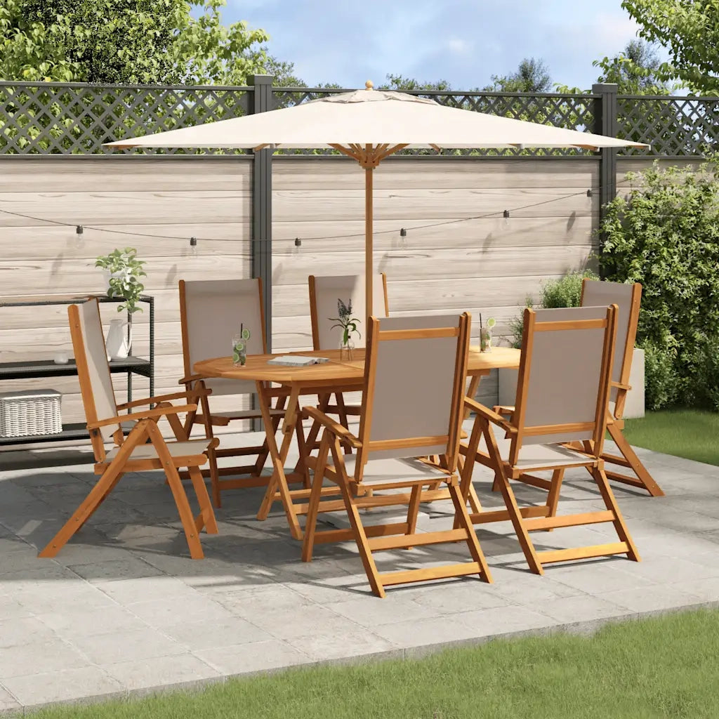 Set Pranzo da Giardino 7pz Legno Massello di Acacia e Textilene 3279312