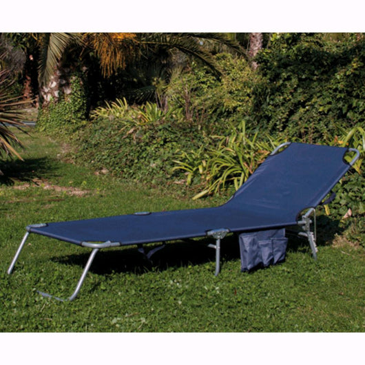 Lettino Mare Spiaggia Pieghevole colore BLU con maniglia  e tasca portaggetti 185x55x24 cm