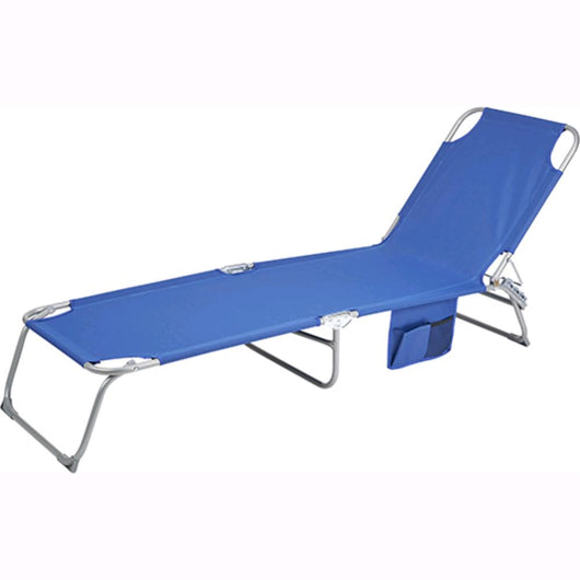 Lettino Mare Spiaggia Pieghevole colore BLU con maniglia  e tasca portaggetti 185x55x24 cm