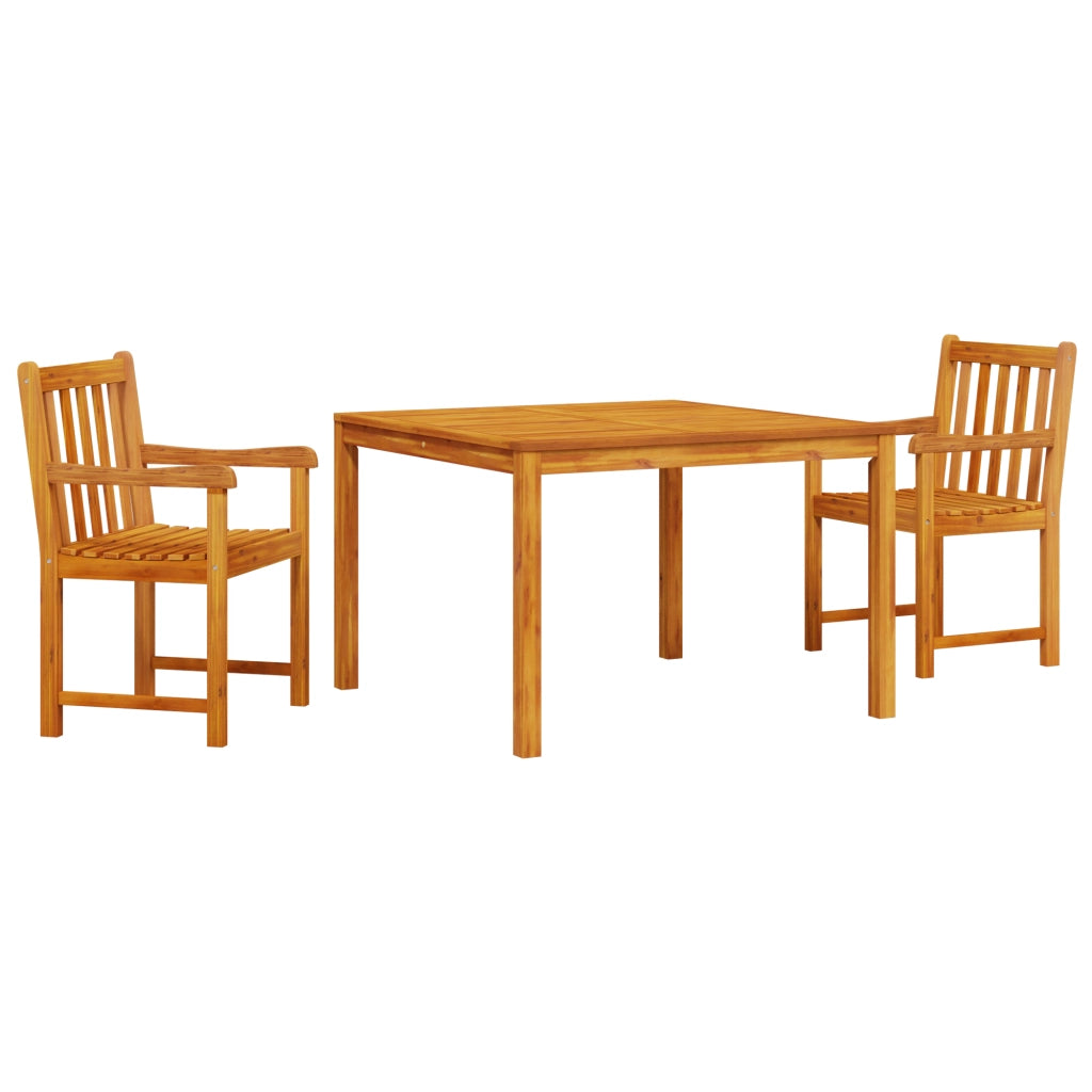 Set da pranzo per il giardino 3 pezzi in legno massello di acacia