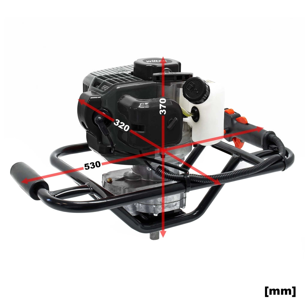 Mototrivella a benzina, motore a 2 tempi 1,9 cv 1,4kW 52ccm, con punta elicoidale Ø150mm