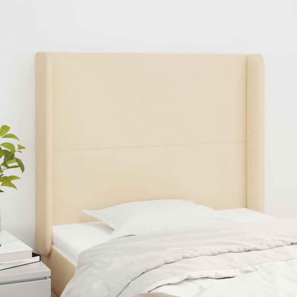 Testiera ad Orecchio Crema 83x16x118/128 cm in Tessuto 3119279
