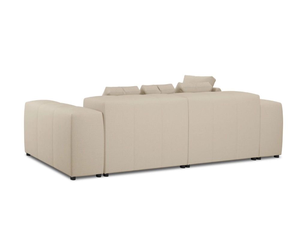 Cosmopolitan Design - Divano angolare modulare reversibile "Rome" 4 posti in tessuto strutturato beige 