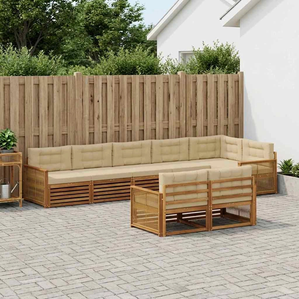 Set di divani da esterno 8 pz Naturale e Beige 3383511