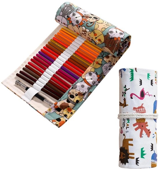 Due rotoli di matita a 36 gessi per canvas, matita a rotoli per canvas, matita a spirale per canvas, lavabile, per pastelli a olio, matite a colori, per studenti, artisti, schizzi, scuola e ufficio