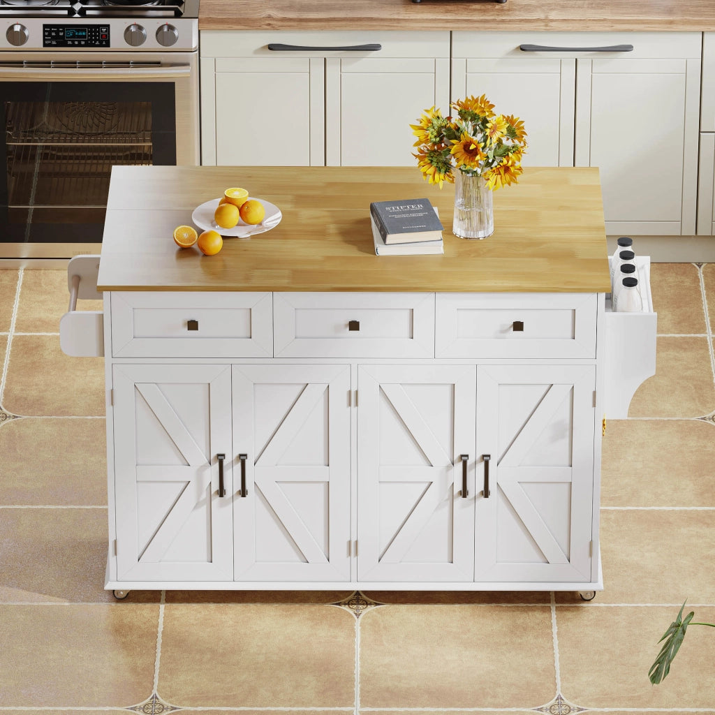 ISOLA CUCINA Pieghevole 140x43(70)x90.5 cm MDF Bianco/Naturale