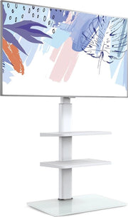 Tv-vloerstandaard universale con 3 pannelli per schermo da 32 a 60 pollici - regolabile in altezza e ruotabile - con piede in vetro resistente - max VESA 600x400mm - regolabile in altezza