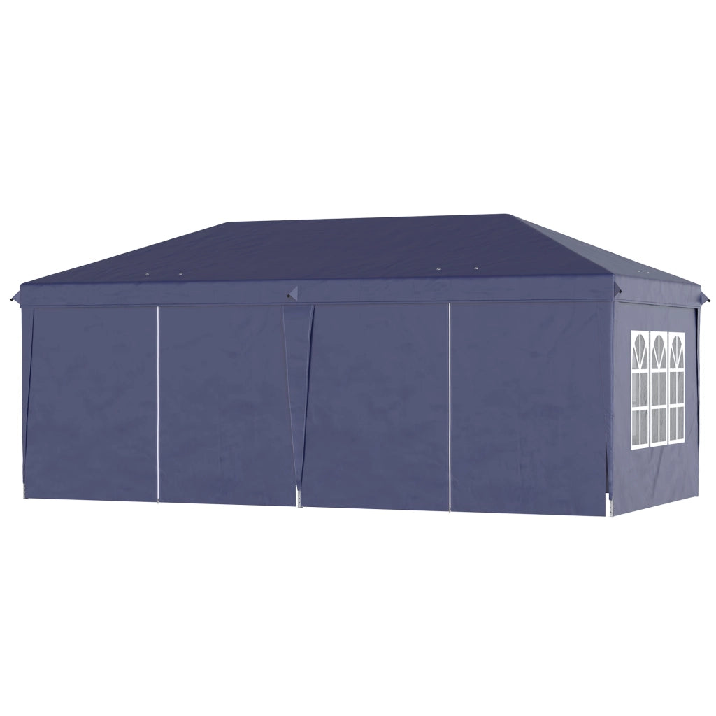 Gazebo 5.85x2.95m con protezione UV pareti laterali e finestre porte a cerniera solida acciaio robusto blu per giardini ed eventi