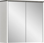 Specchio per bagno in legno bianco - Onde 60x60x21 cm - 2 porte specchio - Certificato FSC