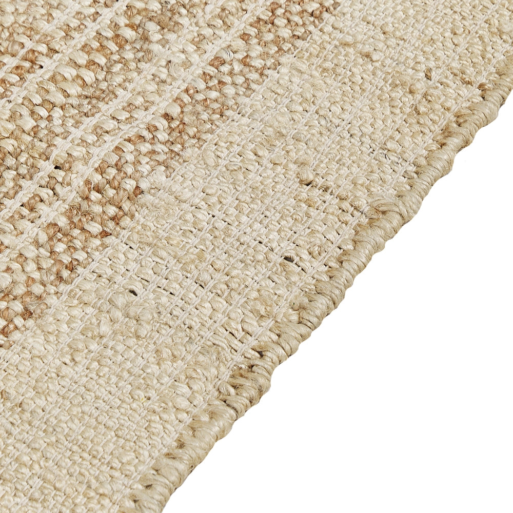 Tappeto in juta beige 140 x 200 cm con nappe motivo geometrico intrecciato a mano stile bohémien per soggiorno camera da letto