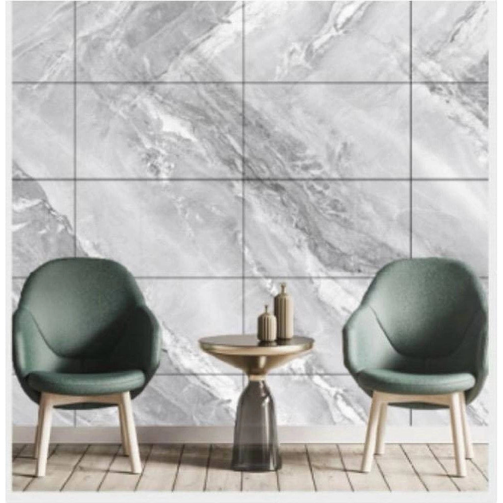 Trade Shop - Pannello Adesivo Effetto Marmo Grigio Perlato Pareti Paraschizzi 300x60cm Stanza -