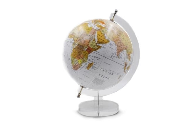 Mappamondo Decorativo da Tavolo Scrivania Bianco 24 x 30 cm