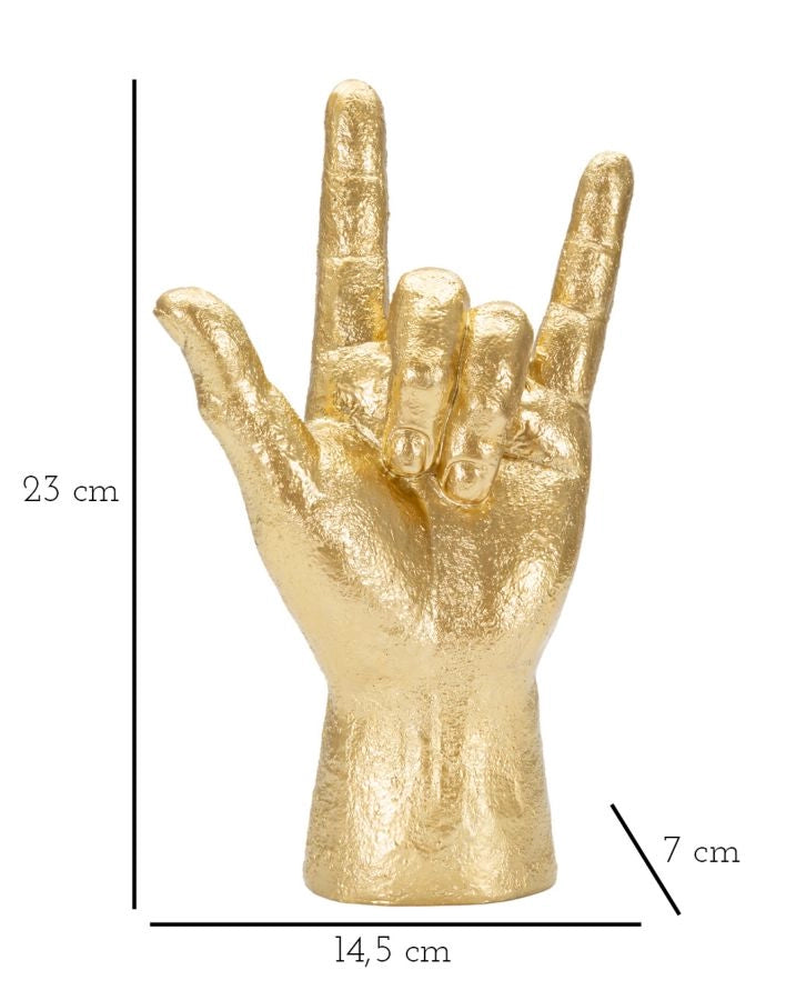 Statua Mano "Yeah" 14,5x23x7 cm in Poliresina Oro