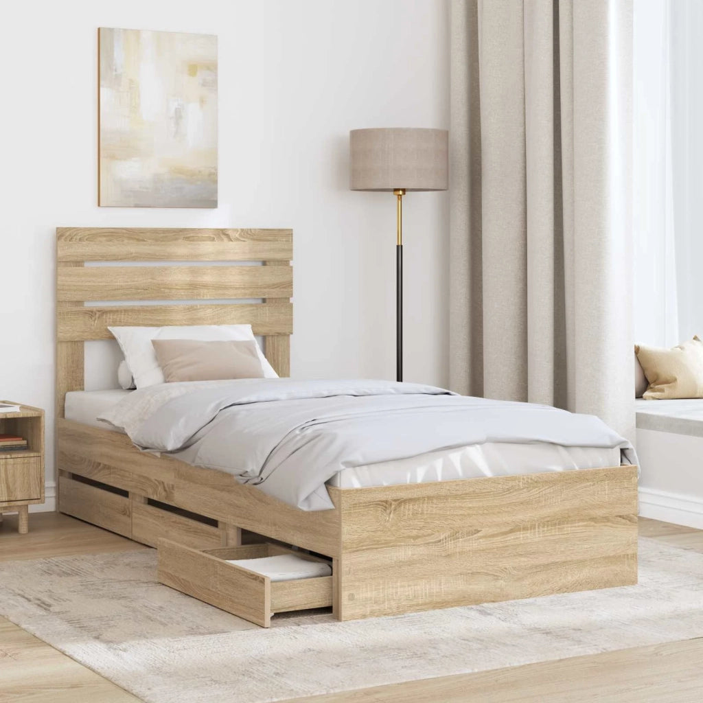 Struttura del letto con cassetto Rovere Sonoma 75 x 190 cm 3411540