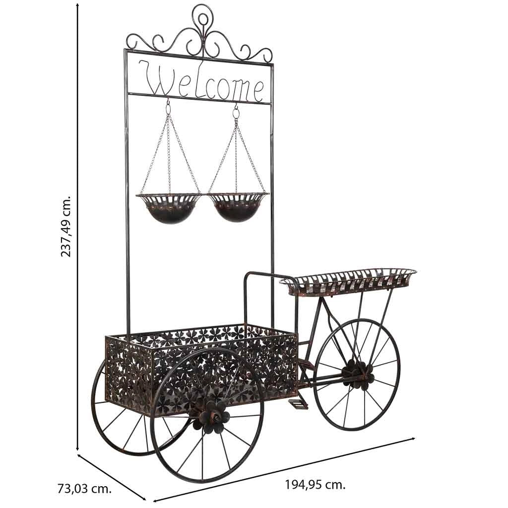 Carrello espositivo in metallo nero 194,95x73,03x237,49h cm