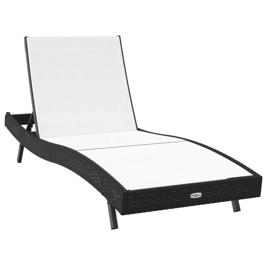 Lettino Prendisole Nero Rattan e Textilene