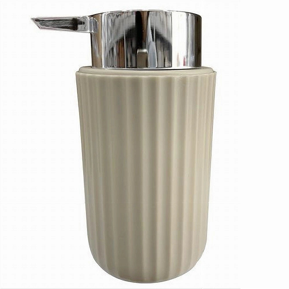 Trade Shop - Dispenser Porta Sapone Liquido Accessorio Arredo Bagno Beige Decoro Plissè 59093 -
