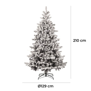 Albero di Natale Artificiale Floccato Effetto Realistico Innevato 210 cm 922 Rami con 3200 Luci Bianco Caldo e