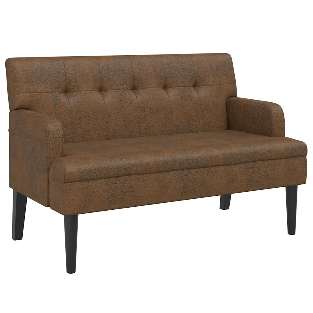 Panca con Schienale Marrone 112x65,5x75 cm in Scamosciato CFW6759104