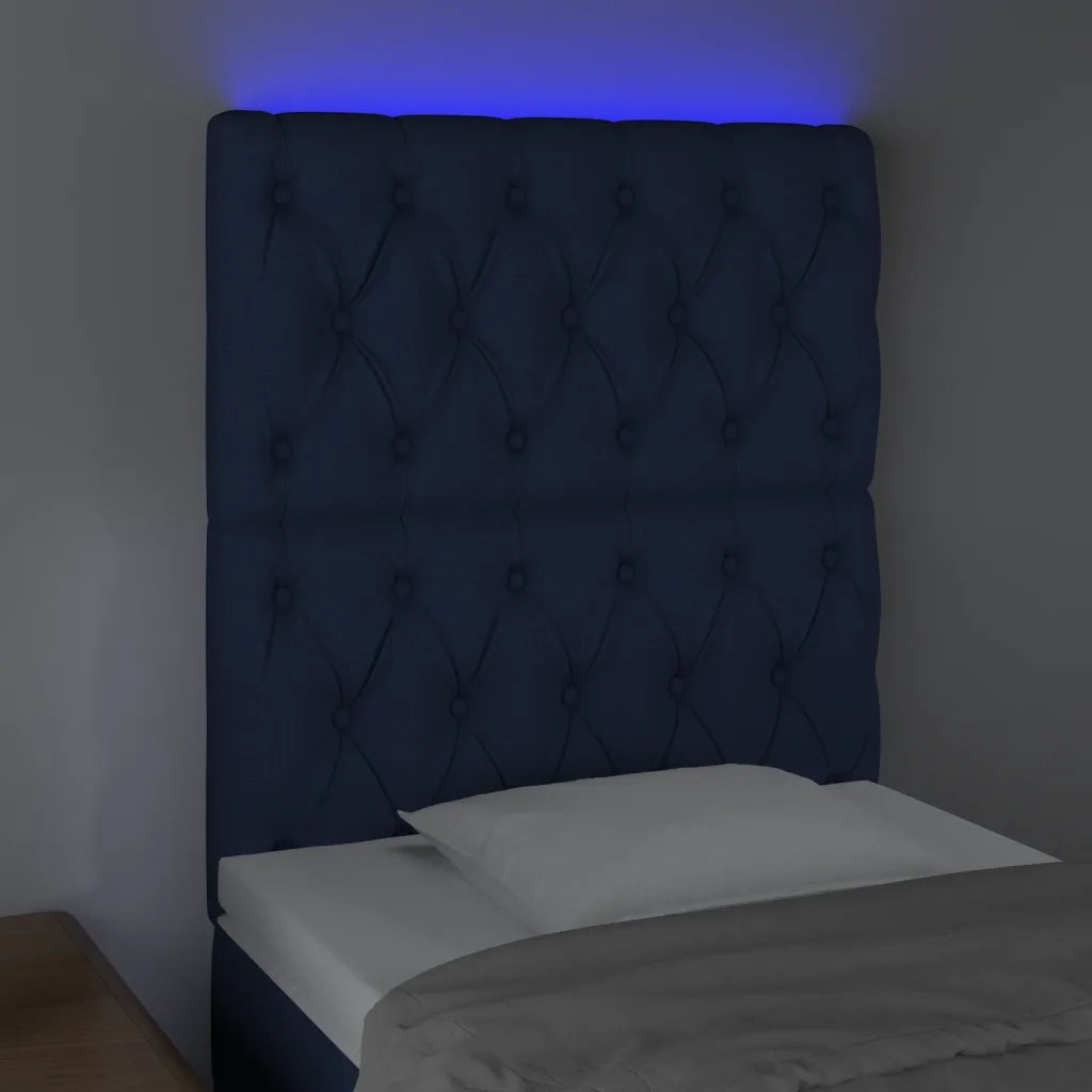 Testiera | Testata a LED Blu 80x7x118/128 cm in Tessuto