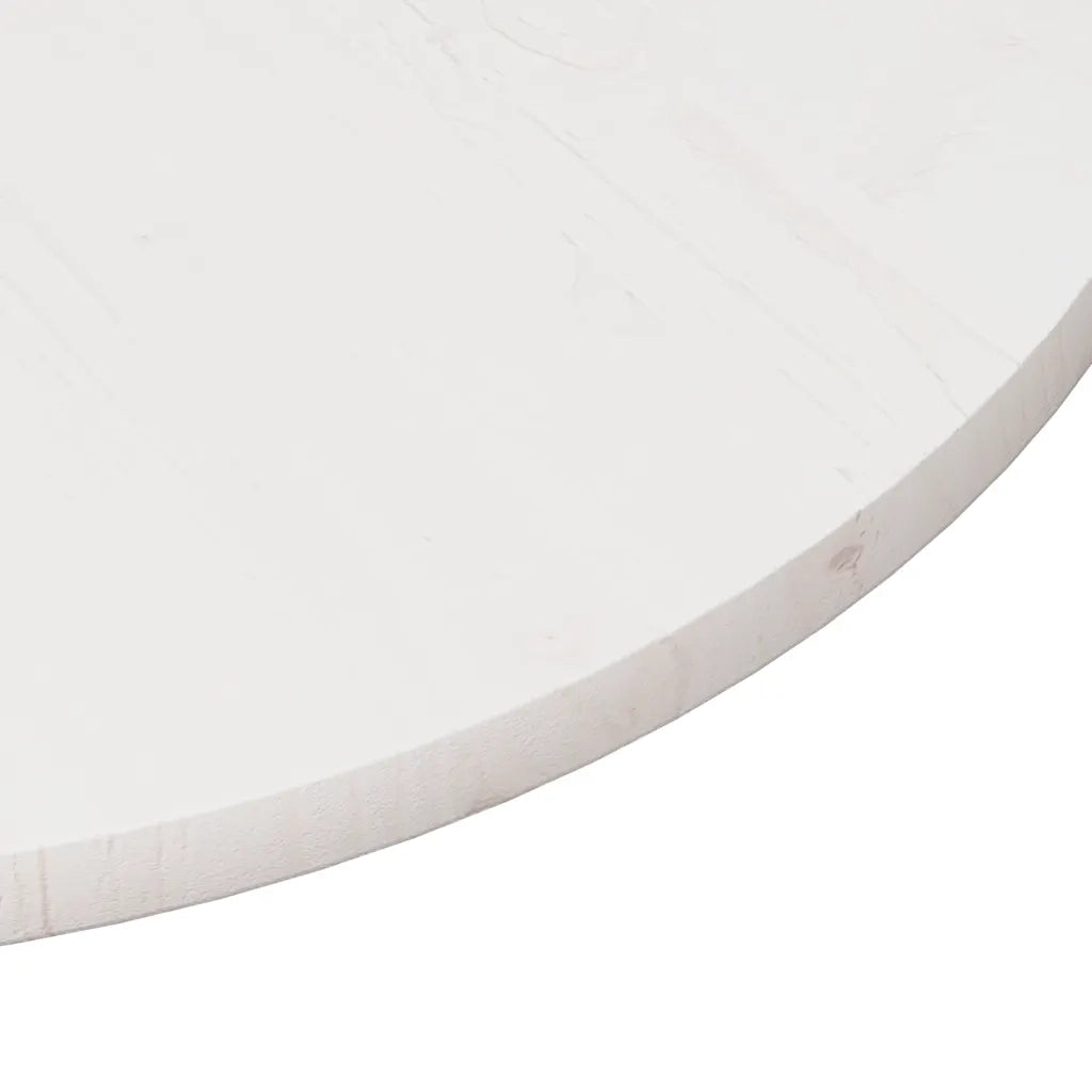 Piano Tavolo Bianco Ã˜80x2,5 cm in Legno Massello di Pino