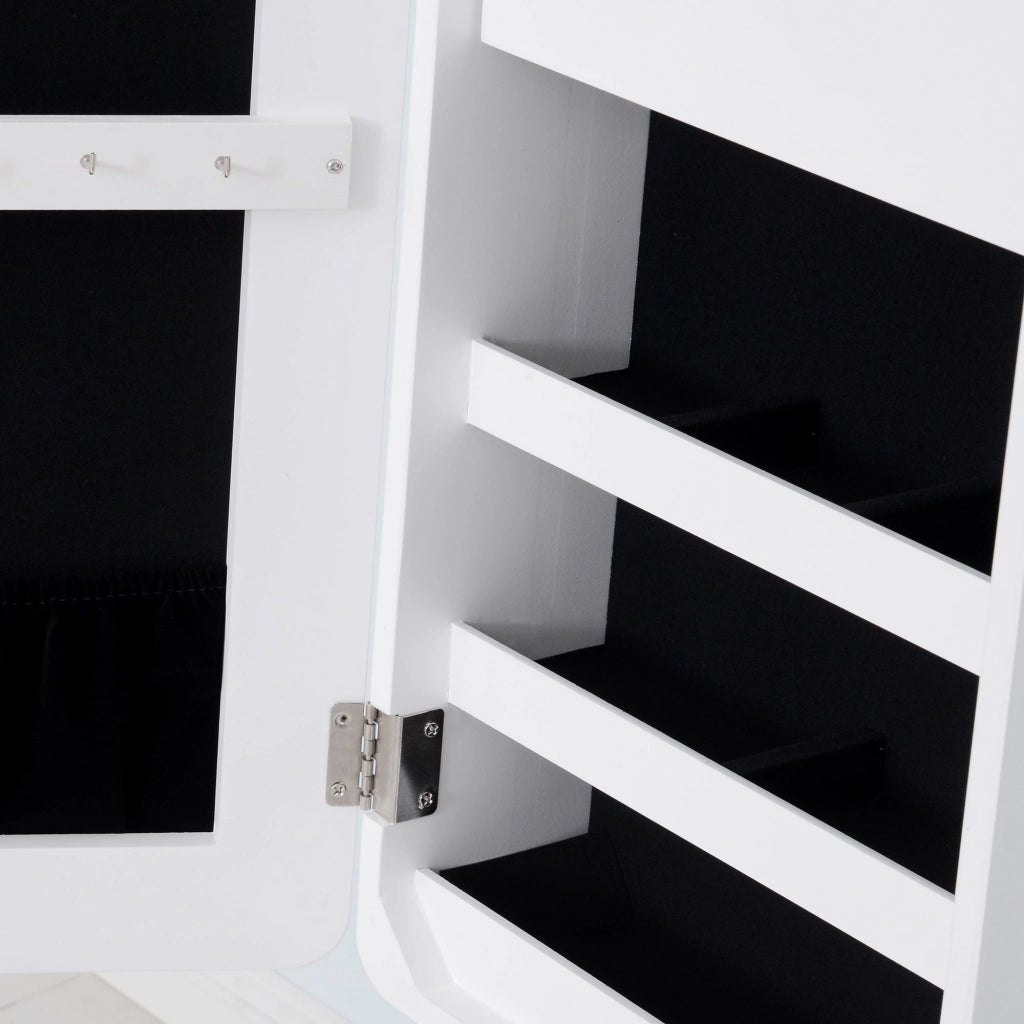 Armadio Portagioie e Trucchi con Specchio e Illuminazione LED Automatica Bianco 30x146x36 cm