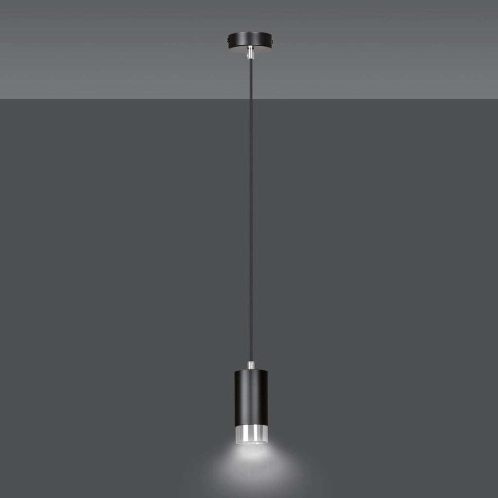 Lampada a sospensione Fumiko in acciaio nero con dettagli cromati