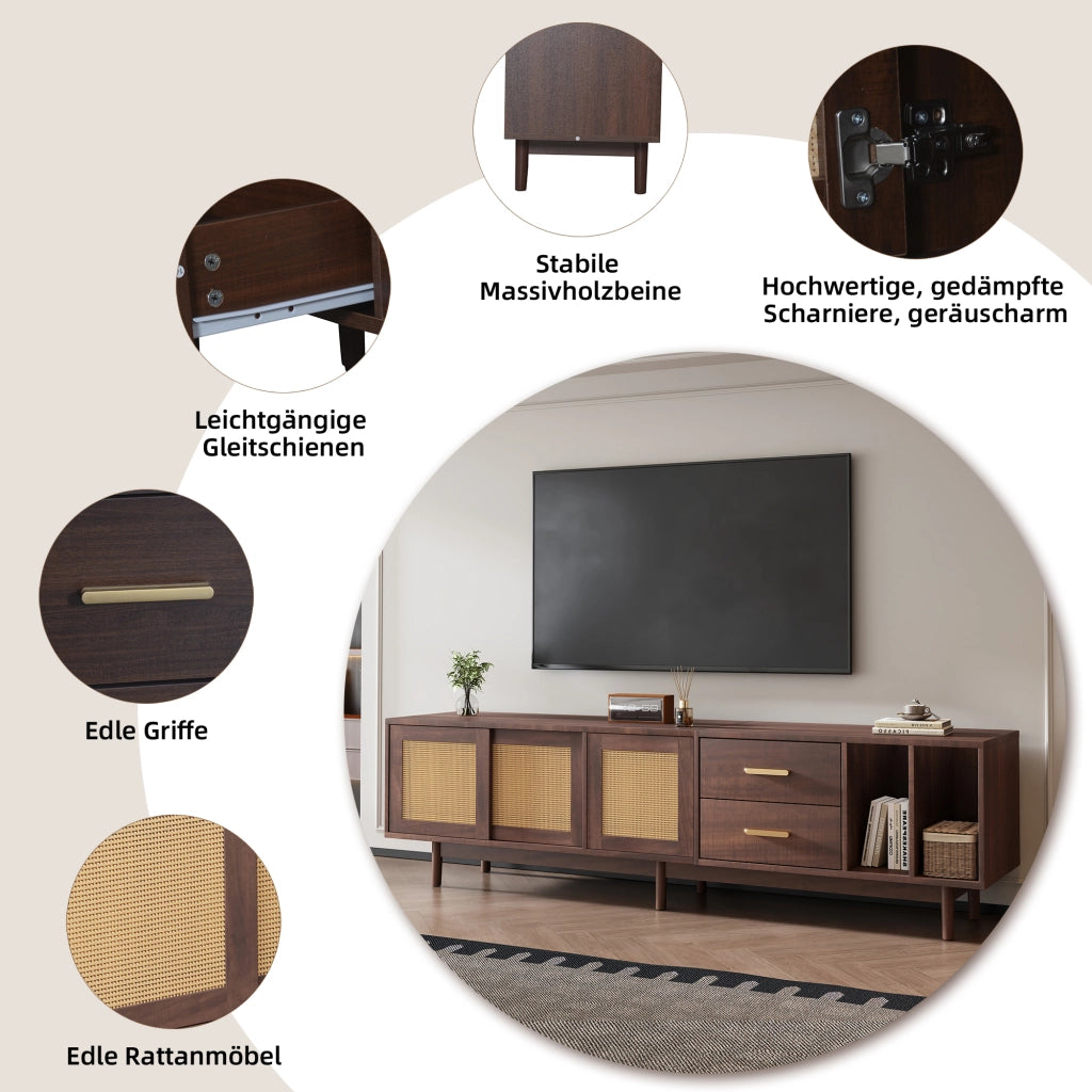 MOBILE TV 190x40x52 cm MDF Marrone con 2 Cassetti e 3 Ante