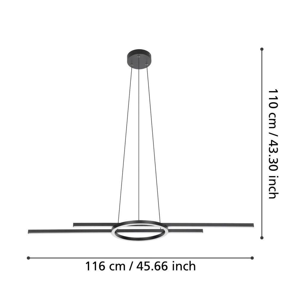 Lampadario A Sospensione Contemporaneo Zillerio-Z Acciaio Nero 2 Luci Led 8W