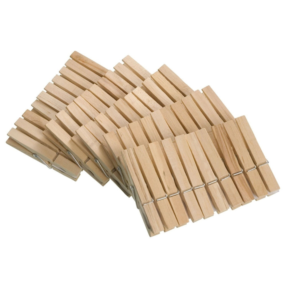 Trade Shop - 40 Mollette Da Bucato In Legno Naturale Molletta Stendino Panni Panno Lavaggio -