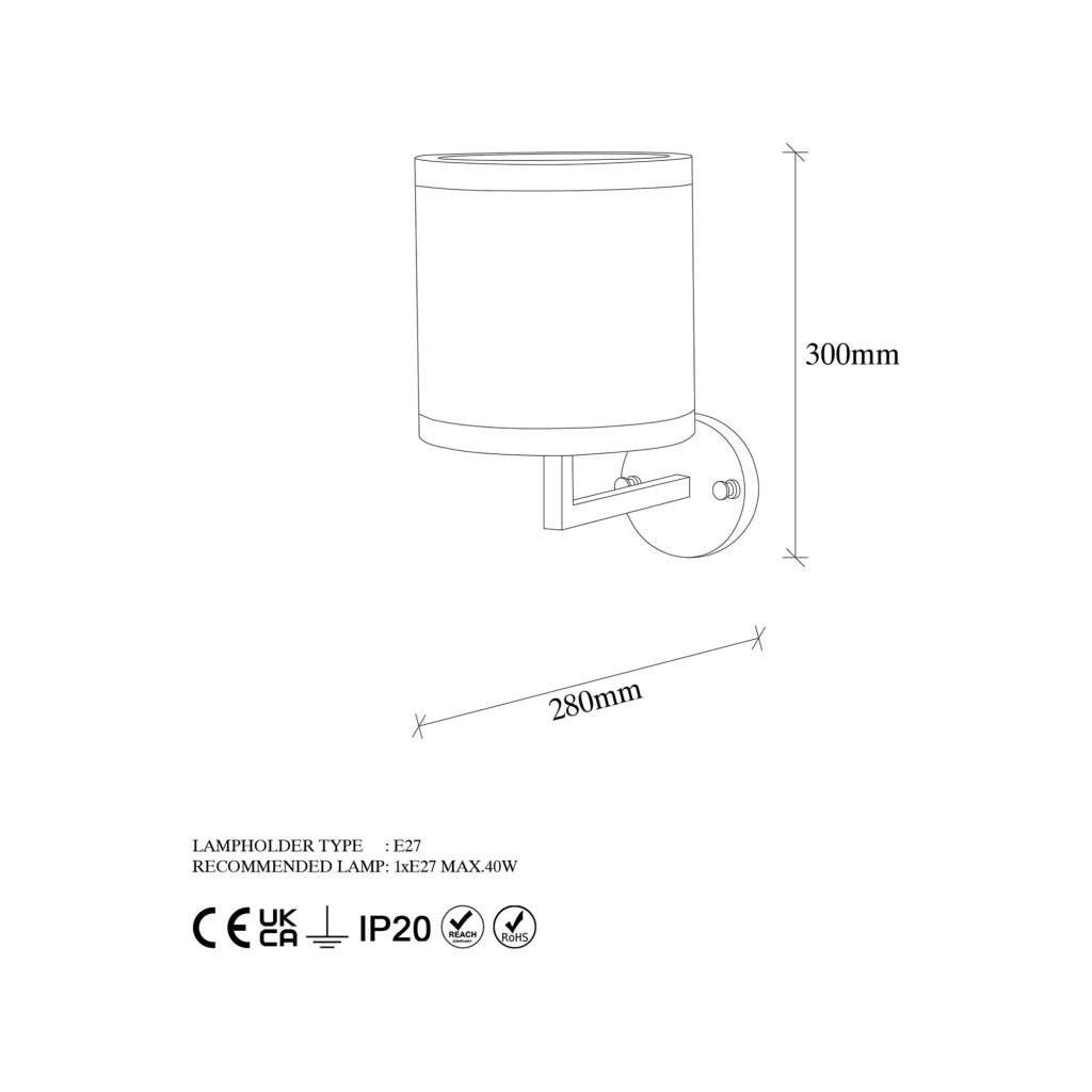 Ferriere, Lampada da Parete Attacco e 27 max 40 w, Beige
