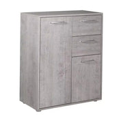 Armadietto Multiuso 3 Ante 2 Cassetti 87,6x35,3x72 cm in Truciolare Nobilitato Cemento
