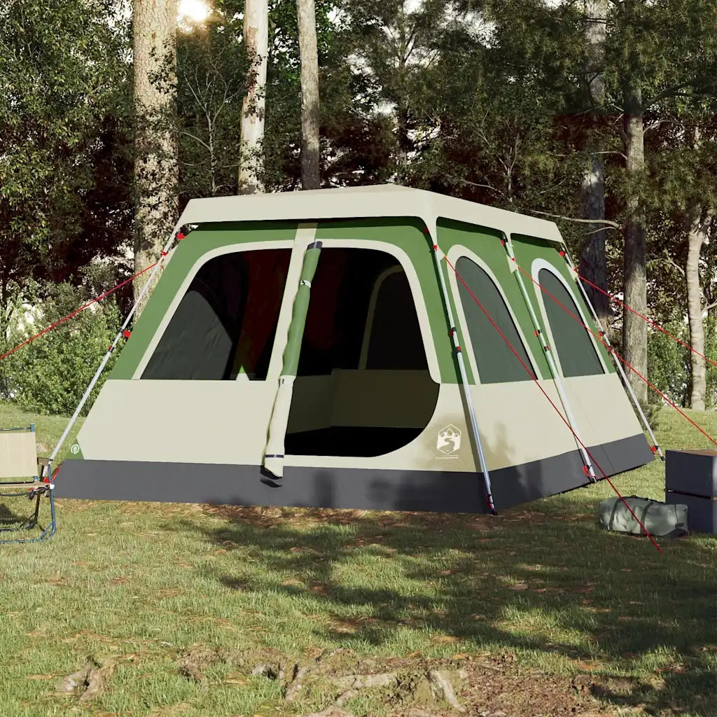 Tenda Familiare a Cupola 10 Persone-Tenda da campeggio Verde a Rilascio Rapido