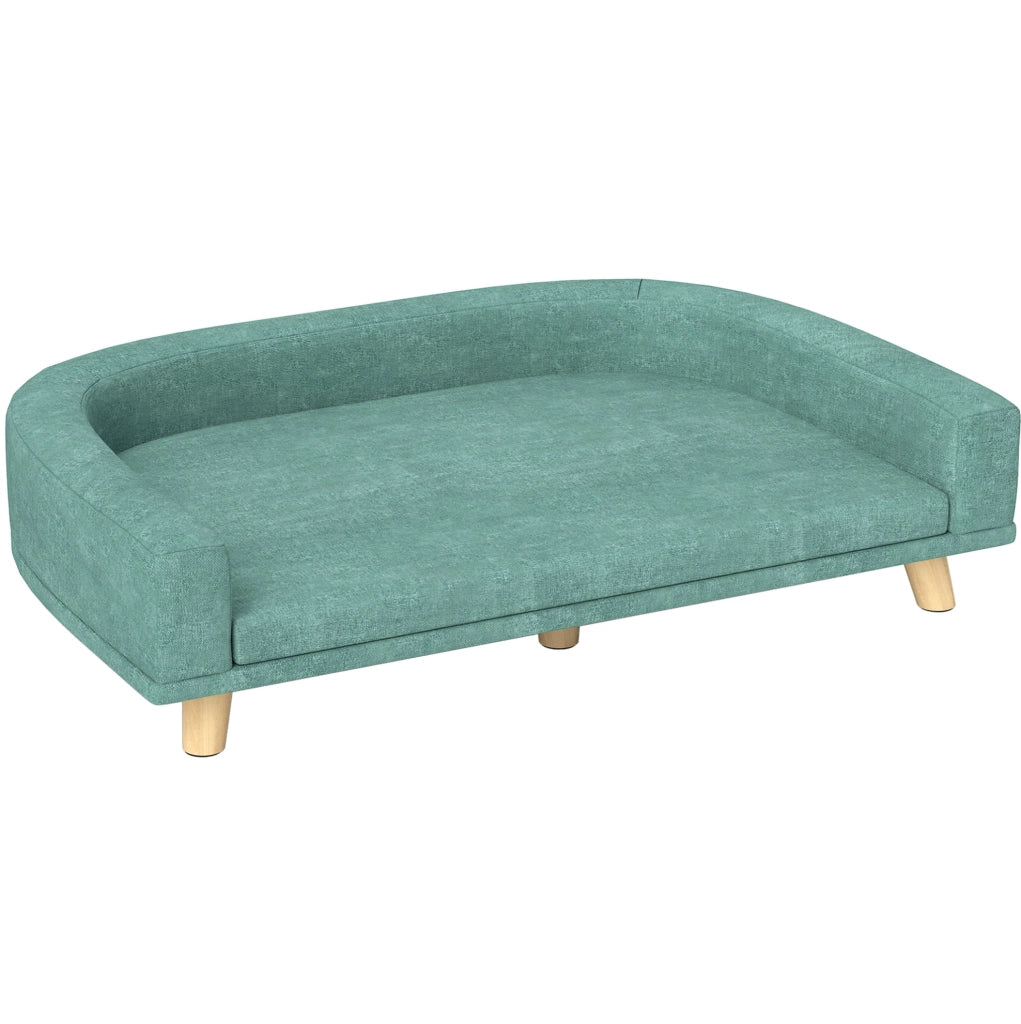 Divano per cani verde con cuscino, 98x67x25 cm