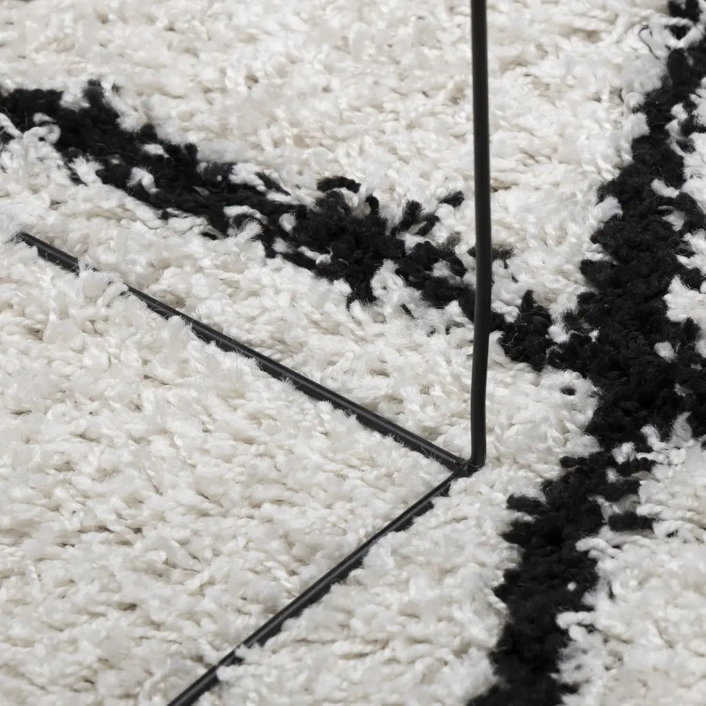 Tappeto Shaggy PAMPLONA a Pelo Lungo Crema e Nero 100x200 cm 375364