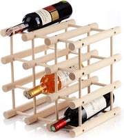 Wijnrek per 12 flessine in legno - modulare espandibile - bar cucina - naturale spiaggia