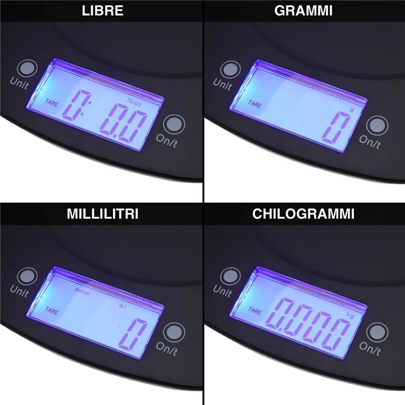 HIGH-TECH BILANCIA DIGITALE IN PLASTICA CON CIOTOLA PORTATA MASSIMA 5 KG