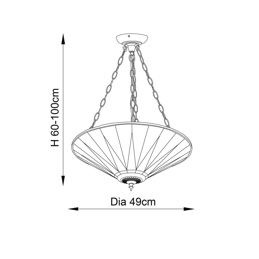Lampada a sospensione Tiffany Dark Star vetro 3xE27