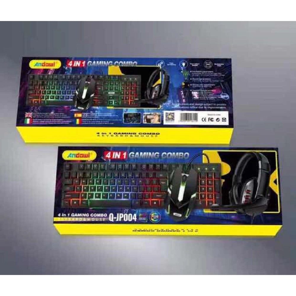 Trade Shop - Kit Gaming Tastiera Pc Mouse Cuffie Mousepad 4 In 1 Retroilluminato Rgb Q-jp004 -