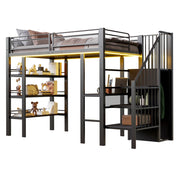 LETTO A CASTELLO 90x200 cm in metallo nero con scrivania e scaffale