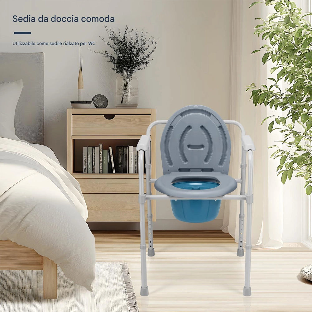 Sedia Toilette Wc Metallo Leggero Vaso Removibile per Anziani Mobilità Ridotta