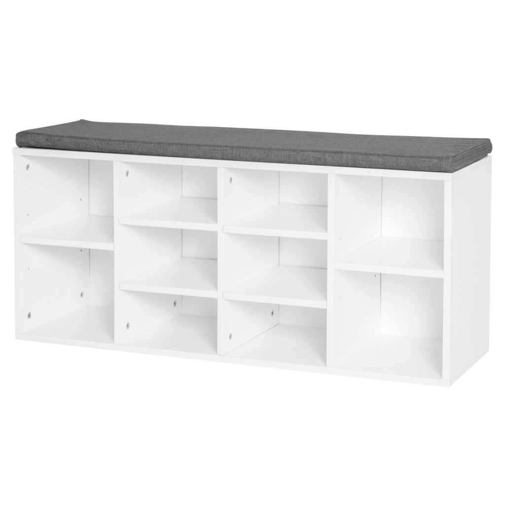 Scarpiera con panca ¨C zephmum ¨C bianco, legno, 104x30x48 cm