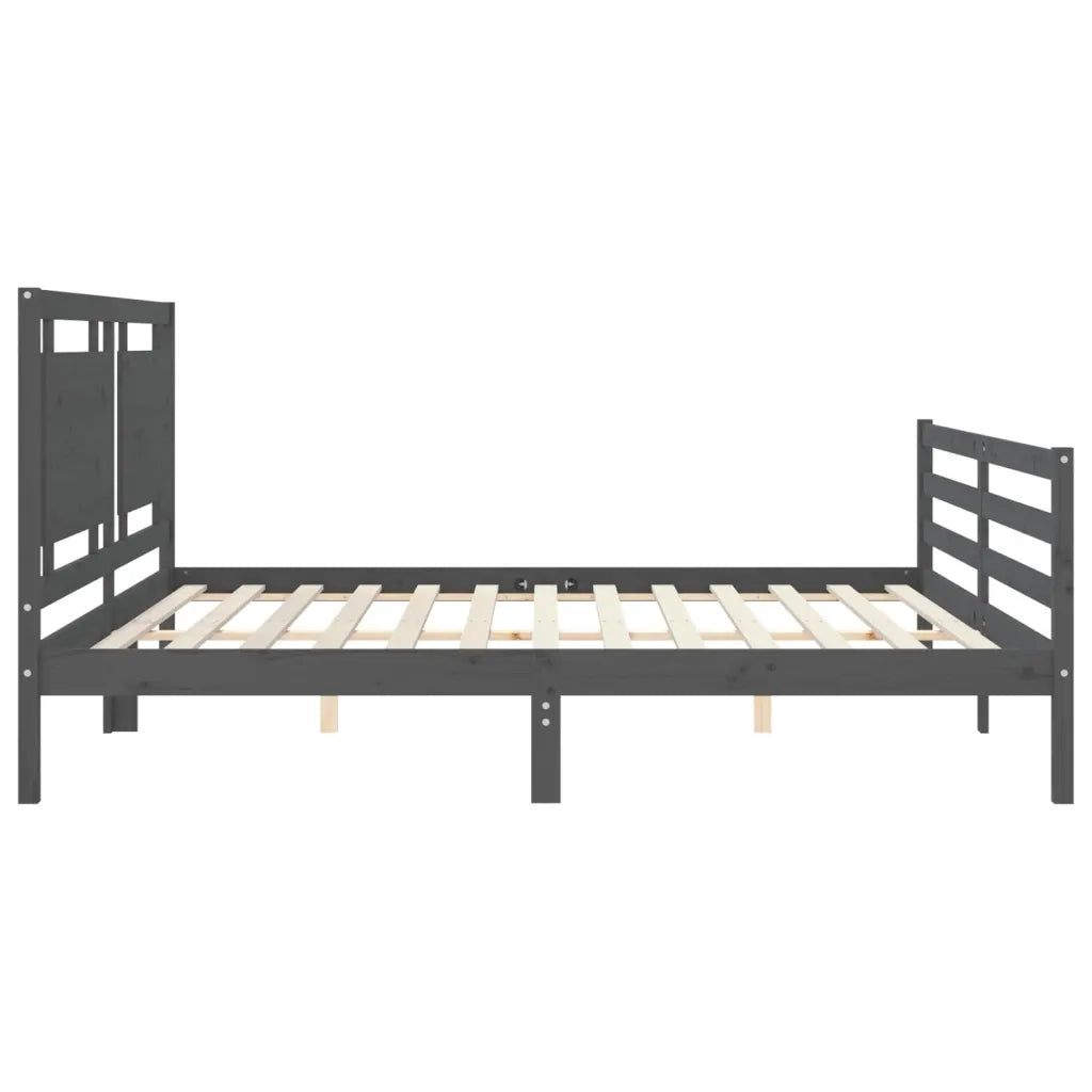 Letto matrimoniale | Letto per adulti | Giroletto con Testiera Grigio 200x200 cm in Legno Massello